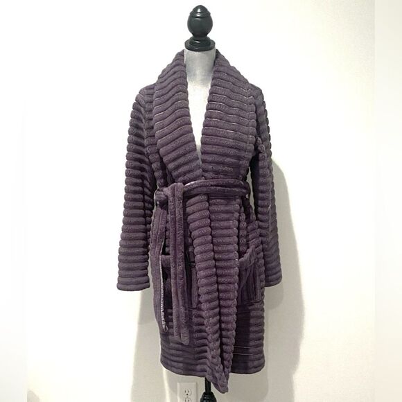 Anthropologise Mariposa Robe Oversized XS-S Plush Charcoal Grey Luxurious Lounge - Picture 4 of 11